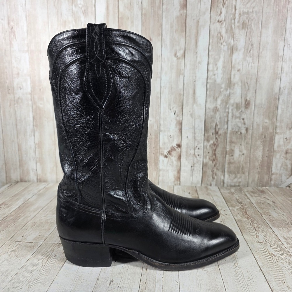 Dan Post Mens Black Leather Western Cowboy Boots Made in Spain 6690 8.5 D